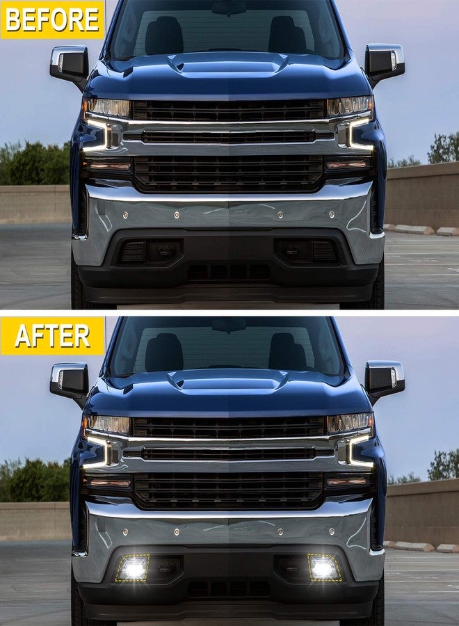BIGACOVER Bumper LED Fog Lights Drive Fog Lamps Compatible with 2019 2020 2021 2022 Chevrolet Silverado 1500 & 2020-up Silverado 2500 3500,One Pair (Chrome & Clear Lens) - Image 3